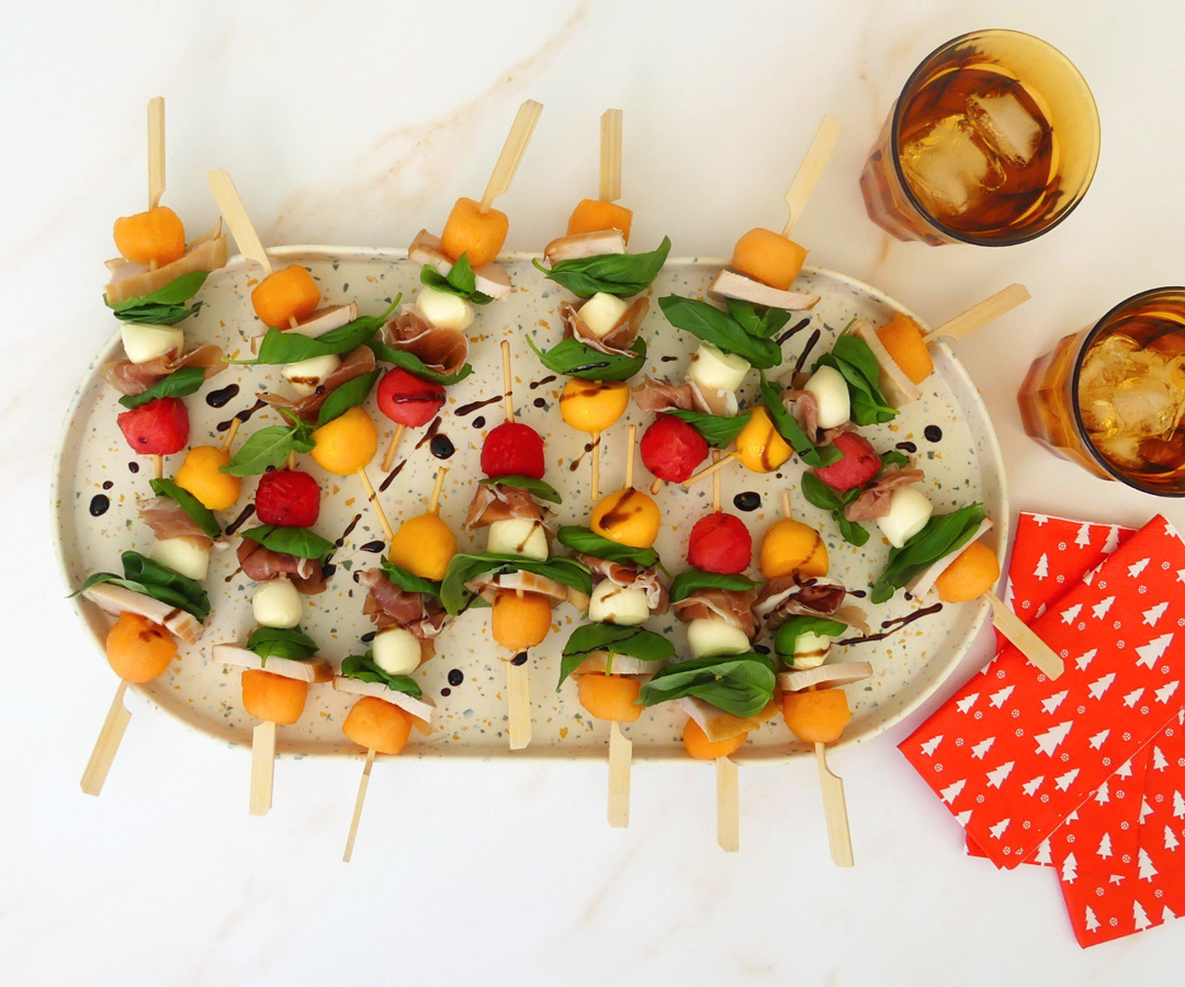 Turkey Bocconcini and Summer Fruits kebabs